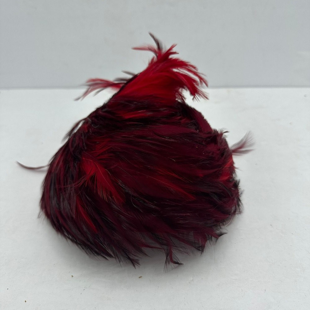 Vintage Hixons Hotel Schroeder Milwaukee Red Burgundy Feather Cocktail Hat